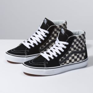 Vans Erkek Spor Ayakkabı Blur Check Sk8-Hi Siyah/Beyaz | 92208-309